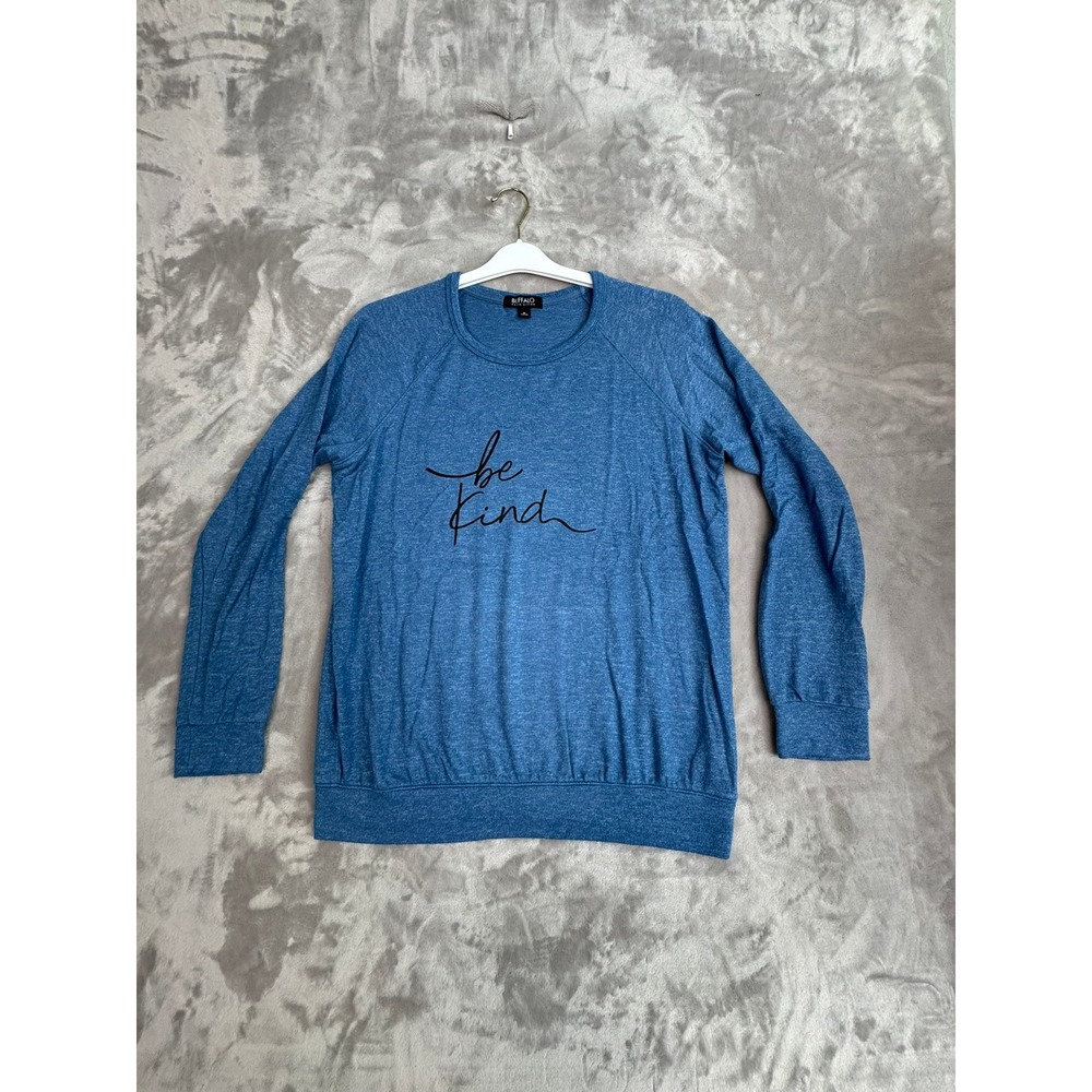 Buffalo David Bitton Blue Graphic Long Sleeve Crewneck Sweatshirt Women's Medium